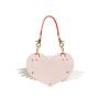 Custom pink heart angel white wings PU cute decorative women's bag Portable zipper shoulder niche design plus logo Tote bag