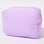 Many stock  New hot pink  nylon cosmetic bag small MOQ Factory can be customized Neon make up bag with Chenille letter patches