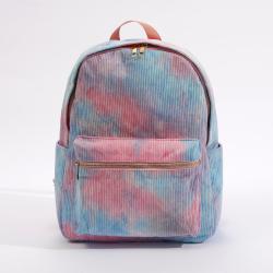 New Arrival Custom Designer Large Capacity Student Shoulder Strap Backpack Fashion Tie Dye Corduroy Kids School Backpack