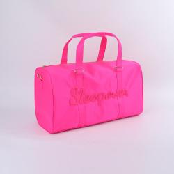 Keymay Custom Stock Colorful Women Portable Weekender Bags Waterproof Nylon Handbag Outdoor Travel Duffel Bag