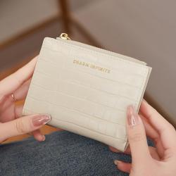 Alligator Soft Leather Short Credit Card Holder Coin Purse  Ladies Wallets  sac tendance 2024 Women's Folding Zipper Wallet