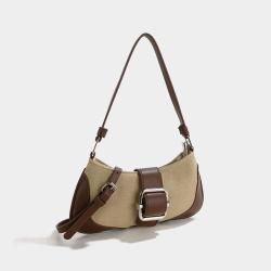 2024 Custom Canvas PU Leather Underarm Hobo Bag For Fashion Women Shoulder Purse