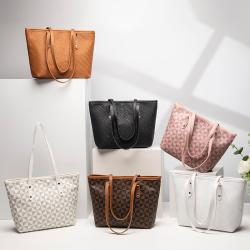 Gelory Luxury Design Triangle Printed Tote Bag Custom Woven Embossed Large Capacity Zipper Tote Handbag