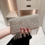 Luxury sparkly bling evening bags rhinestone crossbody bag with tassel women rhinestone clutch purse sac tendance 2024