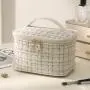 Multifunctional Fashion Plaid Tweed Makeup Bag Portable Large Capacity Ladies Toiletries Storage Cosmetic Bag