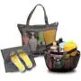 ZR437 Portable Mesh Beach Polyester Bag Make Up Travel Storage Washing Bag Swimming Multiple Pockets Swimming Travel summer bag