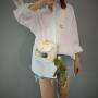 Fashion transparent PVC messenger bag with custom mini canvas ita bag