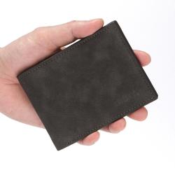HF047 CUIKCA Slim Wallet Men Leather Short Wallet For Men Nubuck Leather Zipper Coin Purse Business Bank ID Credit Card Holders