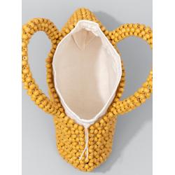 Wooden Bead Woven Women Handbags Purse Ladies Casual Shoulder Small Handbags Bucket Clutch Bag Wholesale