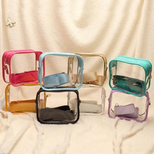 Keymay Hot Sale 9 Colors RTS Stock Stadium Concert Approved Women Casual Crossbody Bag Clear Shoulder Bag Clear PVC Stadium Bags