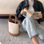 2023 New Product Bucket Bags Canvas Pu Ladies Women Handbags Unique Design Crossbody Bucket Bag