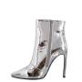 Banquet Botas Ladies Mirror Leather Boots Plus Size Pointy Toe Stiletto Heel Sexy Short Boots Women Metallic Ankle Boots 2022