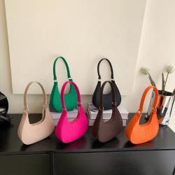 Solid color ladies hand bag 2024 trend Korean style summer new stone pattern armpit bag leisure shoulder bag for women handbag