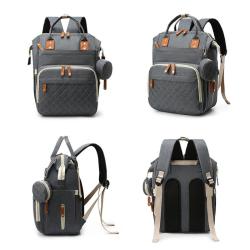 KBW055 New Mommy Diaper Bag Change Station Outdoors Nylon Waterproof Crib Bag Travel Mommy Baby Diaper Backpack Customized Logo