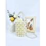 Custom Handmade Women Mini Pearl Bead Drawstring Bucket Bag with pocket