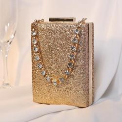 2024 new evening bag rhinestone chain handbag womens crossbody small square bag female small celebrity banquet Party Clutch Bag