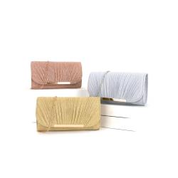 Wholesale Ladies Fancy Bags Glitter Striped Pleated Evening Bag Shoulder Wrinkle Clutch Bags Handbags For Woman