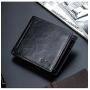 ZR606 Men Short Coin Wallet ID Card Holder PU Wallet Retro Square Buckle Grid Card Slot Casual Business Father's Day Purse Gift