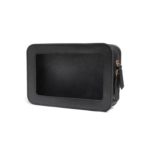 Portable Travel EVA Clear Toiletry Cosmetic Bag Case for Heavy Duty Make Up Pouch with Transparent Vinyl Windows