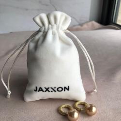 Custom Logo Printed Plush Cotton Velvet Jewelry Bag Soft Velvet Gift Packaging Drawstring Pouch