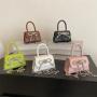 Candy colored bow handbags woman bags Pu leather glossy chain fashionable crossbody shoulder bag for women ladies