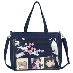 Custom Ita Bag Low MOQ Large Pin Display Clear Window Canvas ITABAG Fashion Design Women Tote Bag