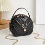 Embroidered Small Round Bag 2024 Pu Leather Zipper Women ChainBag Casual Mobile Phone Women's Fashion Shoulder Crossbody Bag