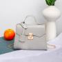 Ladies Korean Retro Fashionable Minimalist Handbag Small Square Bag with Single Strap and Chain Decoration Portable