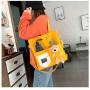 Fashion New Woman Canvas Bag Customs Backpack Large Capacity Cute Bear Doll Bag for Student One Shoulder Diagonal Shoulder Bag