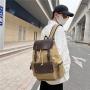 ZWY214 New Canvas Men Drawstring Flap School Bag Daily Vintage Laptop Shoulder Bag Outdoor Travel Student Business Backpack