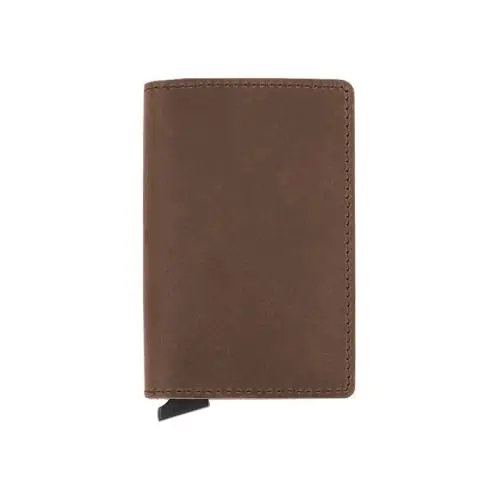 Wholesale metal card holder wallet aluminium pop up wallet rfid genuine leather metal card holder