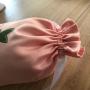 White Pink Matt Satin Cosmetic Drawstring Bag Thick Satin Cosmetic Pouch
