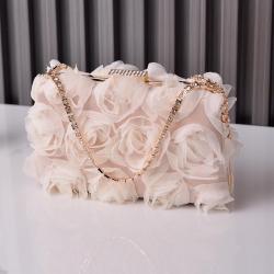 NEW Design Fashion Women's chiffon rose flower clutch bag handbag Party Evening Bag Wedding Clutch Purse Bag