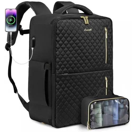 LOVEVOOK Waterproof Luggage Suitcase with Toiletry Bag 40L TSA-Approved Expandable 17 inch Laptop Backpack USB Travel Backpack
