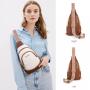 LOVEVOOK Custom Fashion Design Leather Sling Bag waterproof Shoulder Crossbody Bag with Embroidered Strap Chest Bag for Women