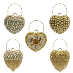 New Bridal Wedding Elegant Rhinestone Clutch Bag Handbag Banquet Tassel Heart Evening Bags For Woman