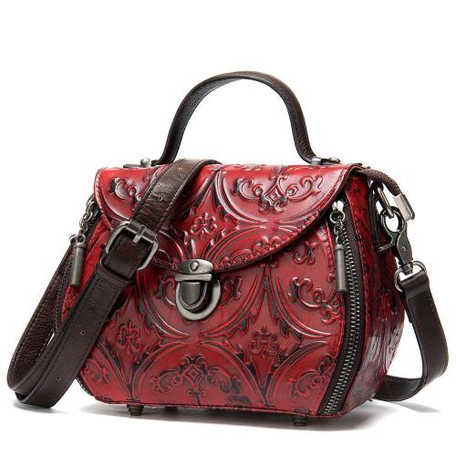 2024 New Designer Baroque Geometric Genuine Leather Handbags For Women High Quality Luxury Retro Small Ladies Hand Bags