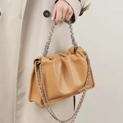 2024 new niche cowhide cloud pleated bag