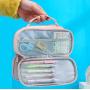 HR201 Multi Layer Canvas Pencil Case Wholesale Portable Double Zipper Simple Stationery Box School Students Large Pencil Case