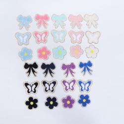 Self-adhesive Chenille Letter Pattern Patch Pearl Rhinestone Letter Sewing Embroidery Patch Stickers Flower Plane Patch