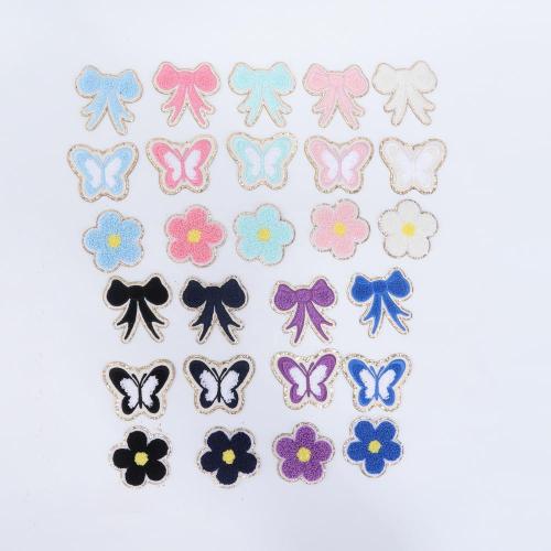 Self-adhesive Chenille Letter Pattern Patch Pearl Rhinestone Letter Sewing Embroidery Patch Stickers Flower Plane Patch