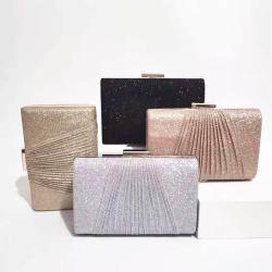 New Shiny Pleated Large-capacity Handbag One-shoulder Diagonal Party  Dinner Bag Wedding Dress KTV Clutch Dress Evening Box Bag
