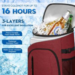 Insulated Leakproof 30-Can Thermal Large Soft Cooler for Beverage Lunch Travel - Unisex Cooler Backpack