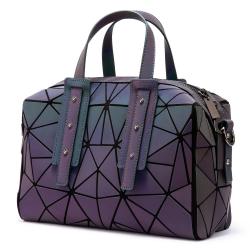 Lovevook 2021 New famous designer Geometric luminous shoulder bags lady fashion pu leather reflective handbags women