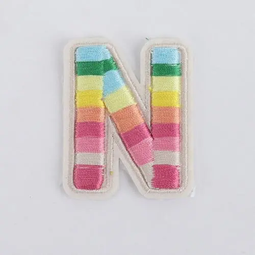 Embroidered  Alphabet Letter Patch Custom Designer Glitter Backpack Hat Rainbow Letter Patches