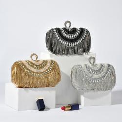 New Arrival Europe and America Dinner Bag Diamond Tassel Handmade Rhinestone Evening Clutch High quality Lady party handbags