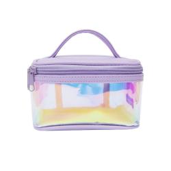Custom Logo  Laser Glitter Pvc Holographic Mini Waterproof Plastic Portable Makeup Cosmetic Bags