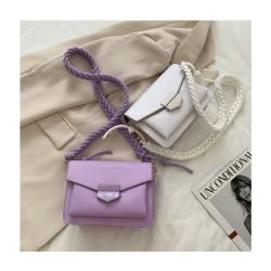 Fashion Women Pu Leather Small Sling Single Shoulder Messenger Bag 2021 Purse Handbags Leisure Contrast Wide Strap Crossbody Bag