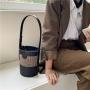 New Style Design Stitching Canvas PU Leather Handbag Retro Hand Bags Ladies Luxury Shoulder Bucket Bag