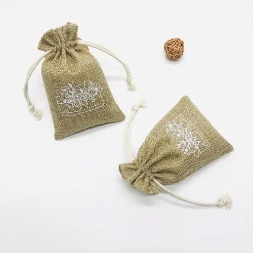 Hot Sale Jute Bag For Agriculture Custom Logo Printed Burlap Gift Jute Pouch Soap Packaging Natural Drawstring Hemp Bag